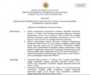 SK Rektor Keringanan UKT Mahasiswa UGM – Fakultas Ilmu Sosial dan Ilmu ...