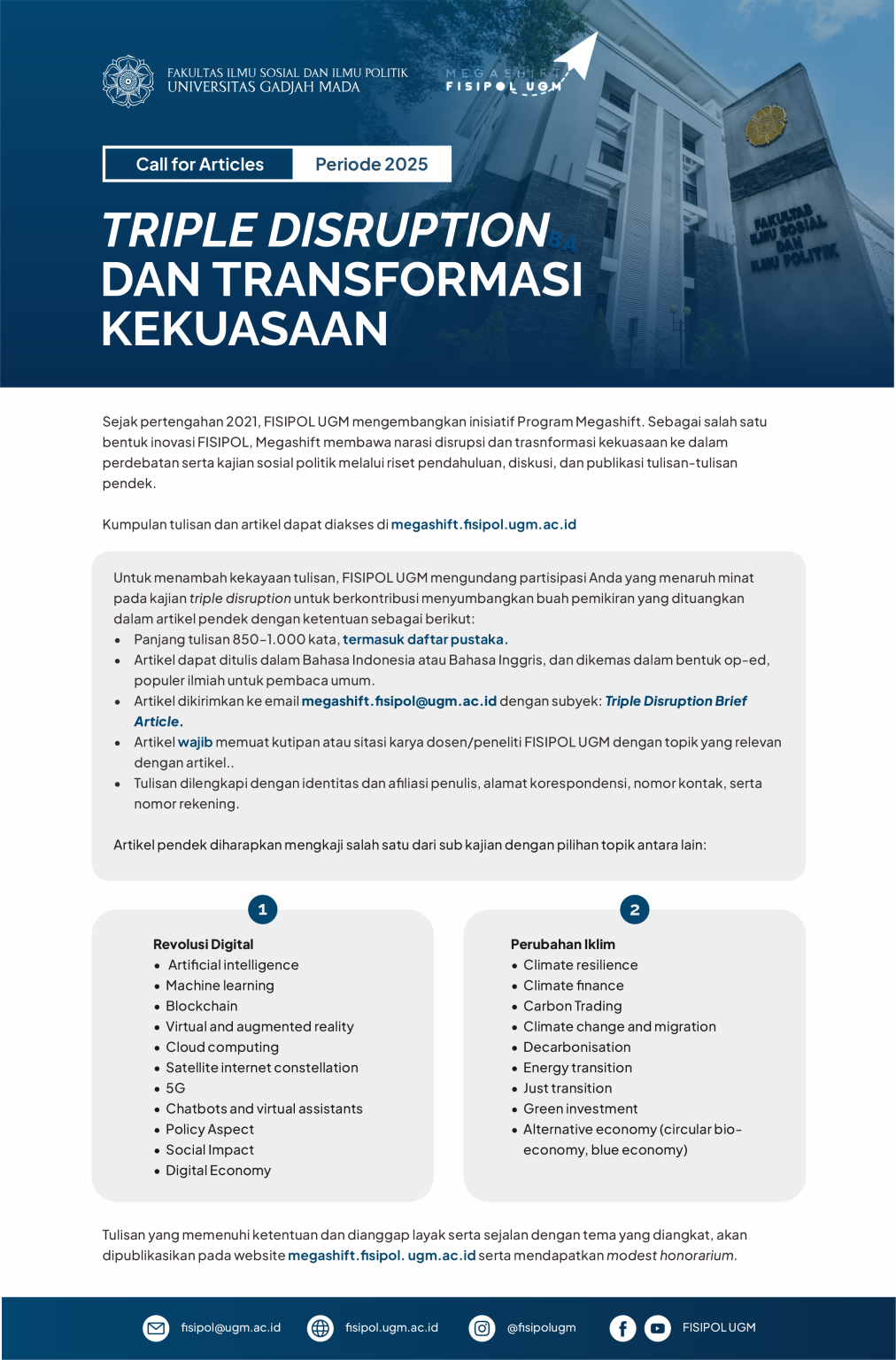 [Call for Articles] – Megashift FISIPOL UGM Dibuka Sepanjang Tahun 2025 ...